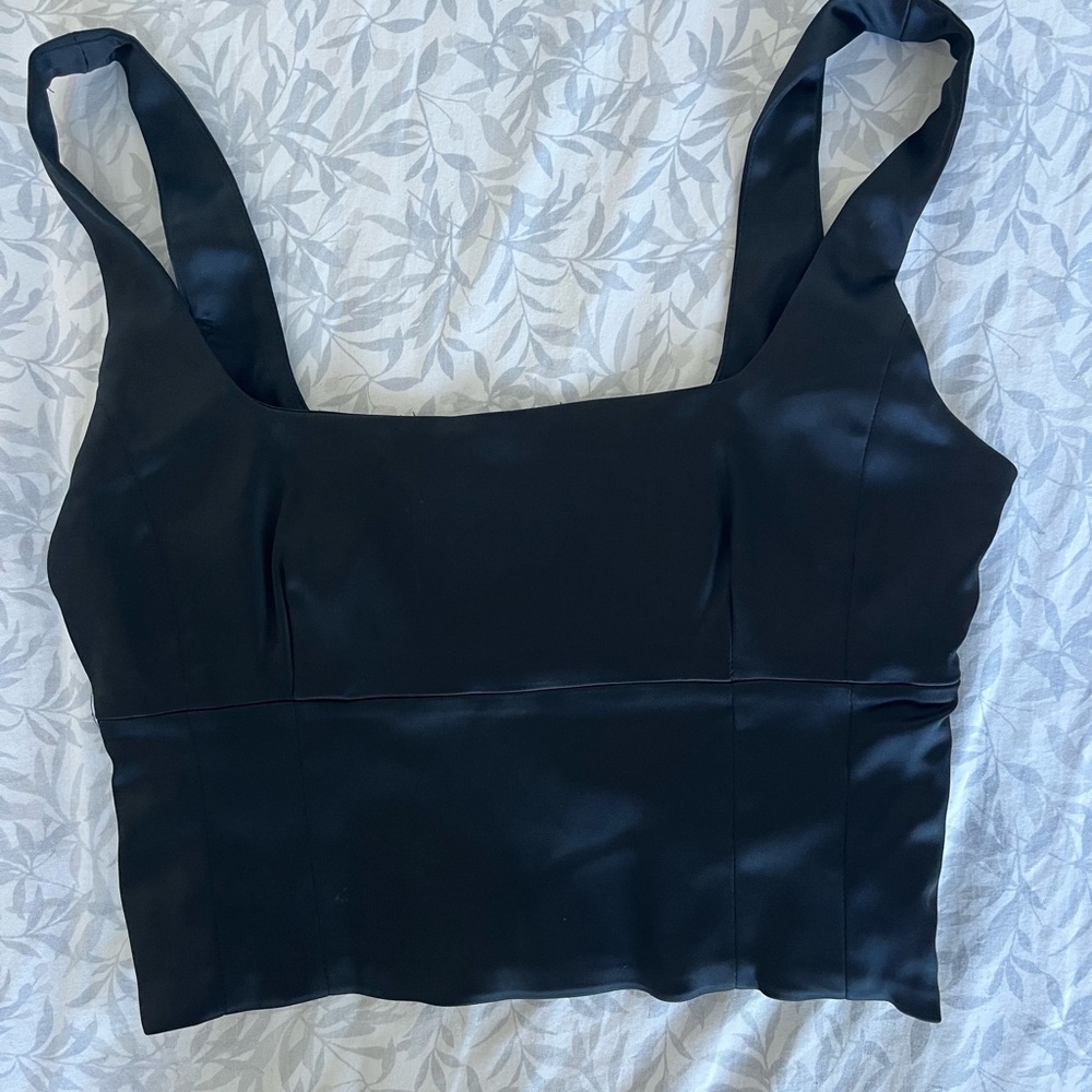 Wilfred  Black Satin Corset Top- Size S